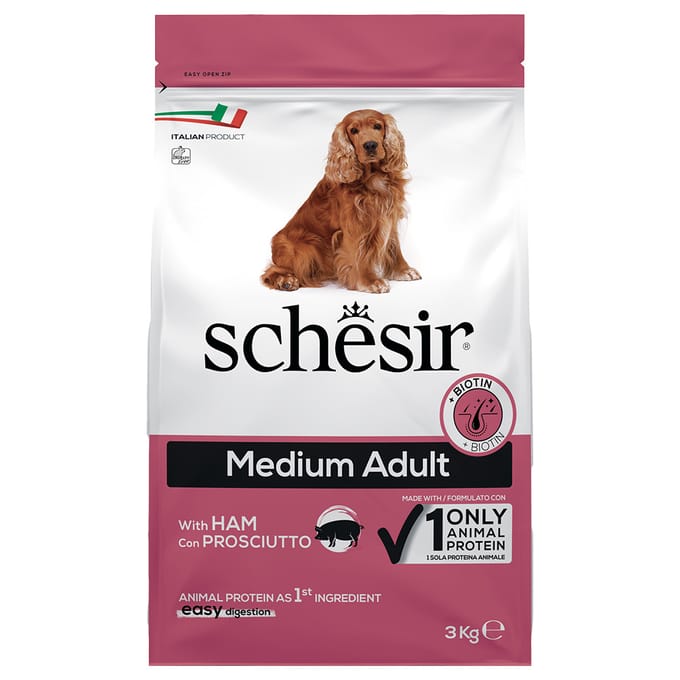 2x3kg Schesir Dog Medium Adult met ham droogvoer