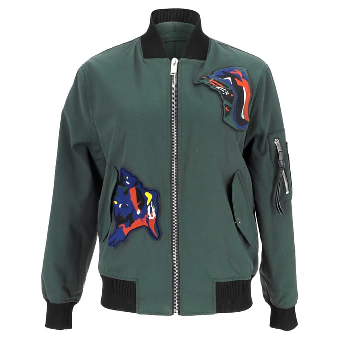Proenza Schouler bomberjack met patches in olijfgroen polyamide