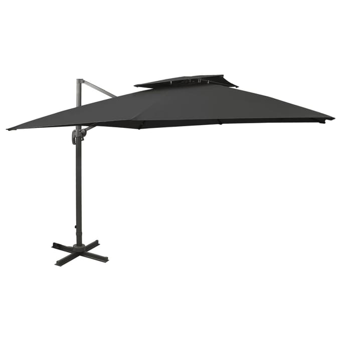 vidaXL - Zweefparasol - met - dubbel - dak - 300x300 - cm - zwart