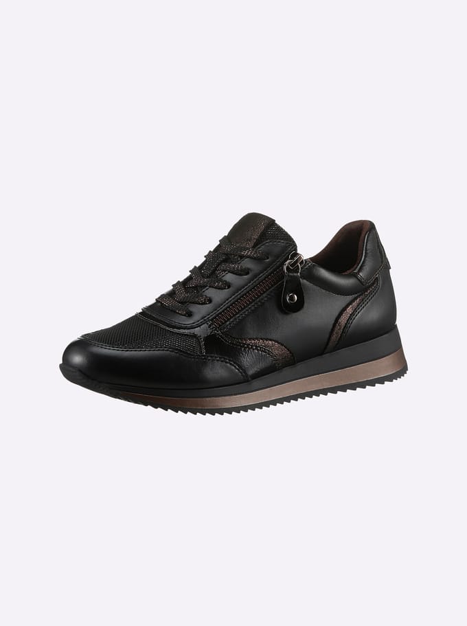 Jana Dames Sneaker - 23774-095 Zwart/Brons - Wijdte H - Maat 37