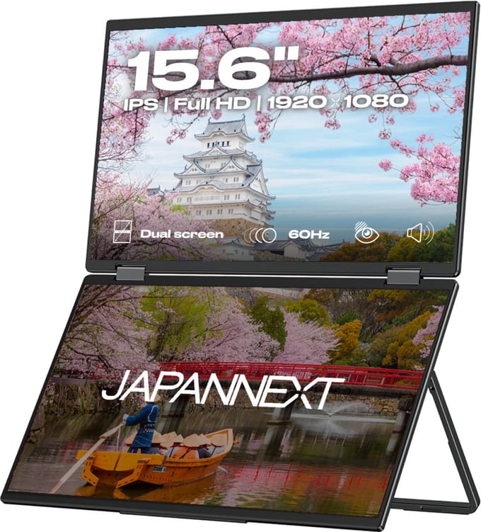 JAPANNEXT Dual Portable Monitor 15.6"(x2) IPS Full HD (1920x1080) | JN-DMD-IPS156F