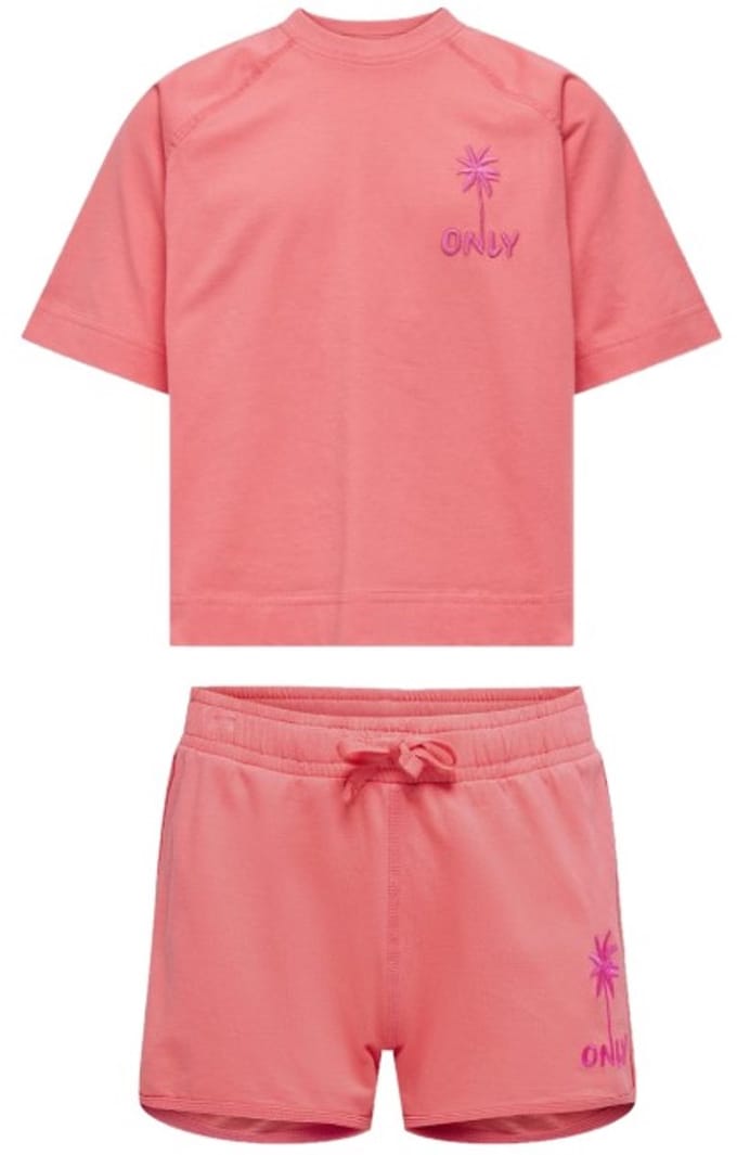 Only t-shirt en short meisjes - koraal - KOGamanda - maat 122/128