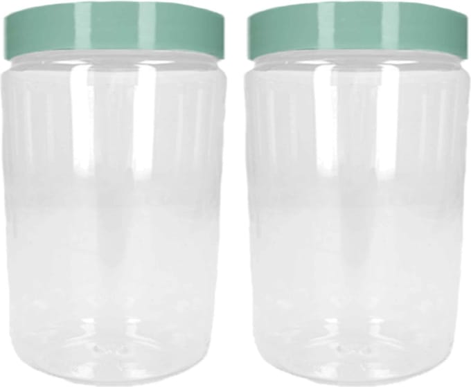 PlasticForte Voorraadpot/bewaarpot - 2x - 375 ml - kunststof - mint groen - B7 x H12 cm