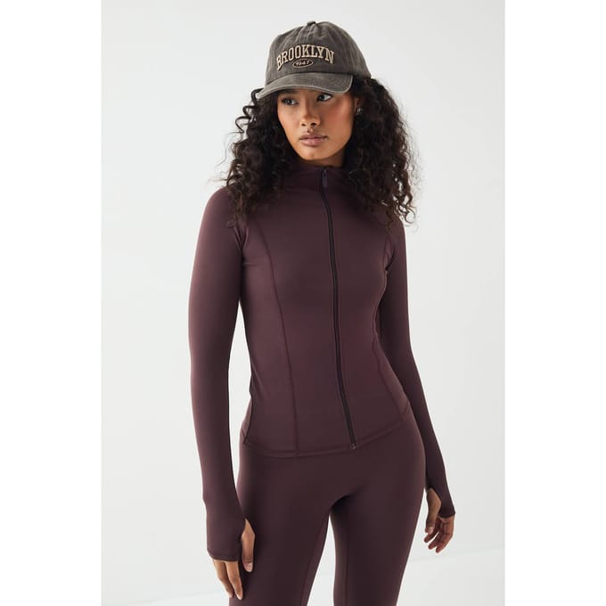 Dames DSGN Studio Sports Ultra Sculpt Ritsjack | Chocoladebruin | Maat: Medium