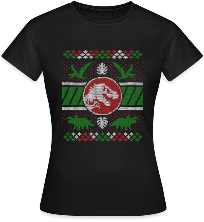 Jurassic World Kerstmis Ontwerp Met T-Rex T-Shirt Dames