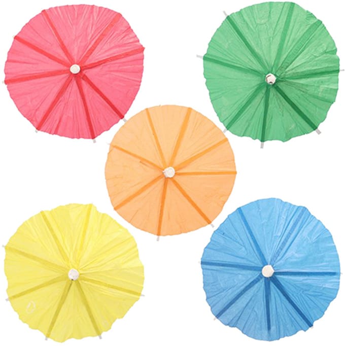 144 Decoprikkers 10 cm assorti kleuren Parapluutjes, uni