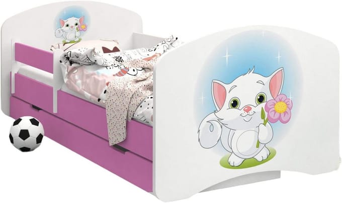 Kindercamer Bed 140x70 met Lade en Valbeveiliging Inclusief Schuimmatras