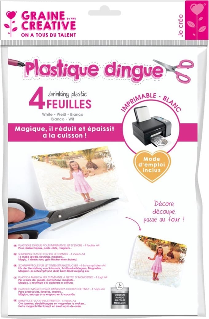 Krimpie dinkie krimpfolie wit voor inkjetprinter (4 vellen)