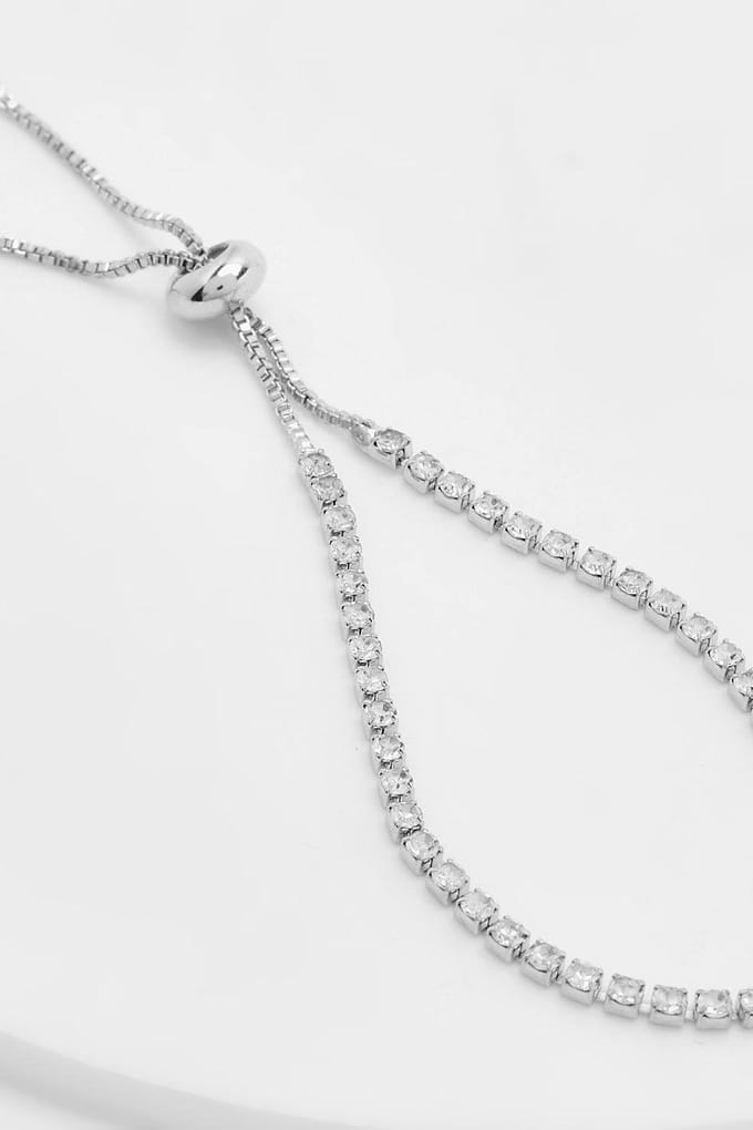 boohoo Dames Diamante Toggle Armband | Zilver