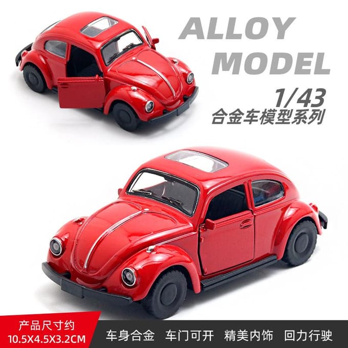 1:43 Legering Automodel Vintage Vintage Auto Met Dubbele Deuren En Pull Back Speelgoedauto Cadeaus gray