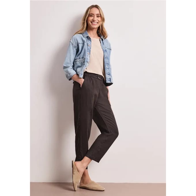 Slim Legs linnen broek met gesp