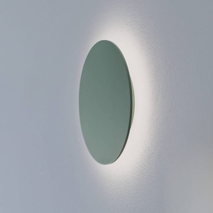 Argon LED wandlamp Orios Plus, groen, Ø 30 cm, staal