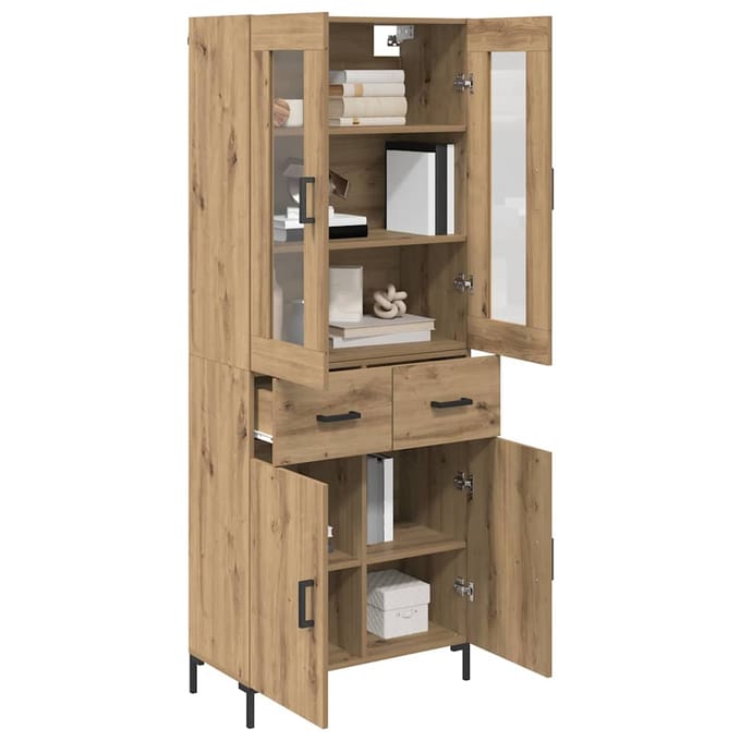 vidaXL - Highboard - 2 - st - Artisan - Eiken - 69,5 - x - 34 - x - 180 - cm - Bewerkt - hout