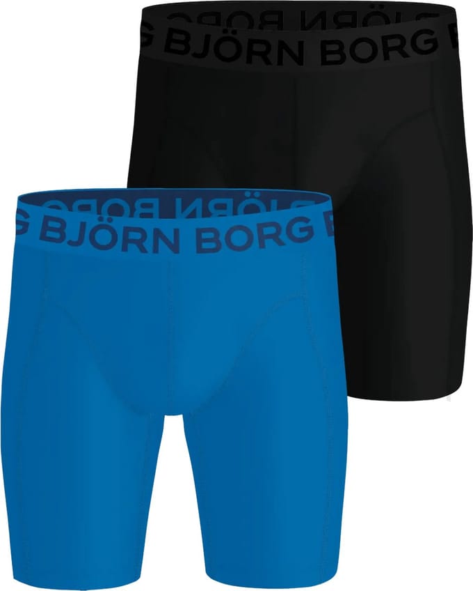 Bjorn Borg 2-Pack heren boxershort - microfiber Lightweight- Long leg - Zwart/Blauw / S