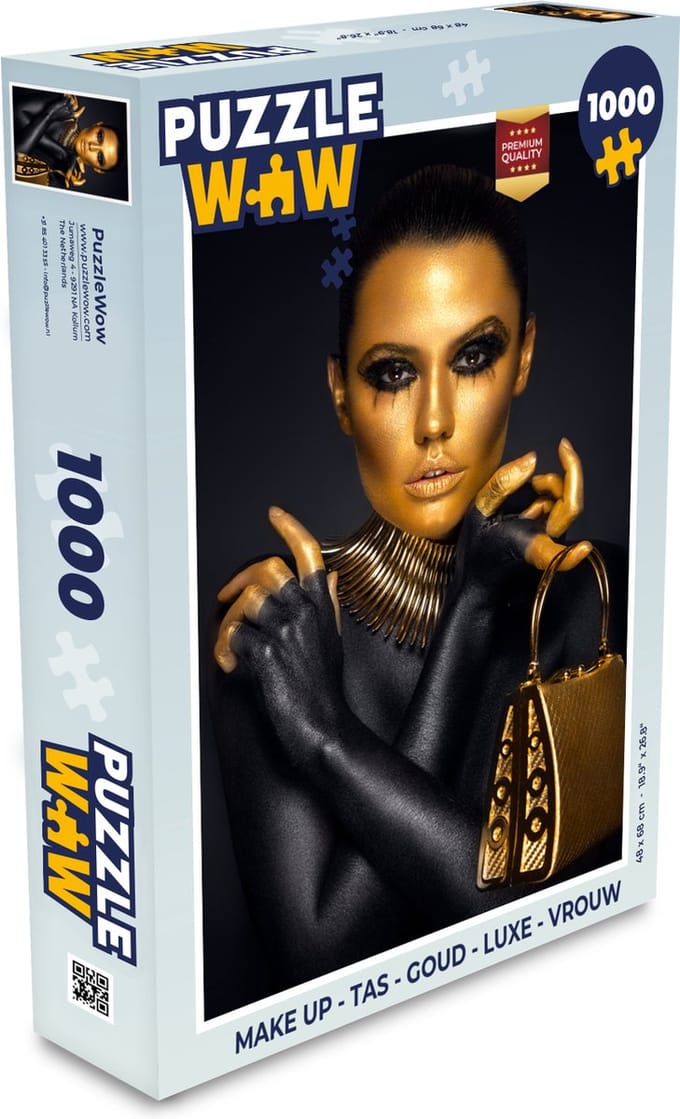 Puzzel Make up - Tas - Goud - Luxe - Vrouw - Legpuzzel - Puzzel 1000 stukjes volwassenen