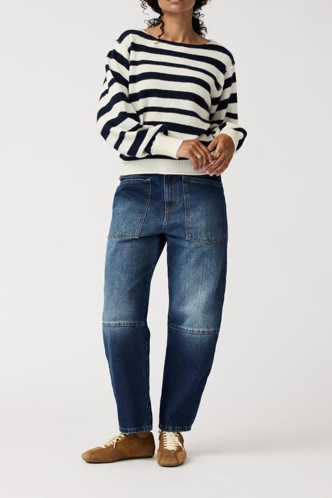 Alchemist Lupin Pullover Ecru/navy Size: L/XL | Sweaters Outlet | Dames | Blauw