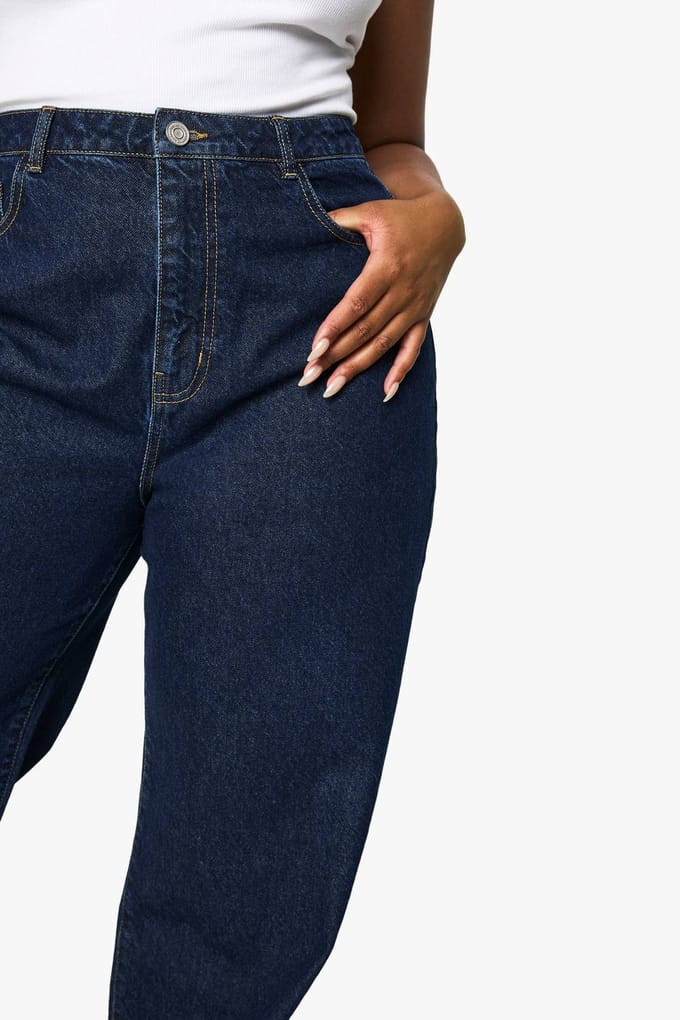 Dames Boohoo Basics Plus Basics Hoge Taille Wijde Pijpen Jeans | Indigo | Maat: 44
