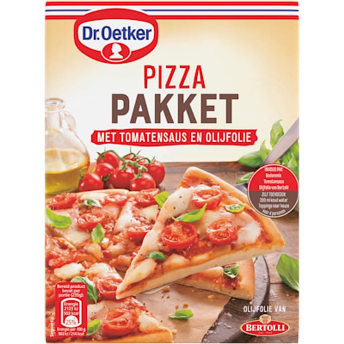 Pizza pakket tomatensaus en olijfolie