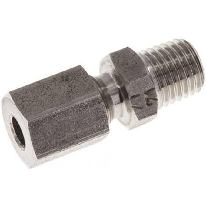 M8x1 Buitendraad x 4LL RVS Rechte Snijring Koppeling 100 Bar DIN 2353