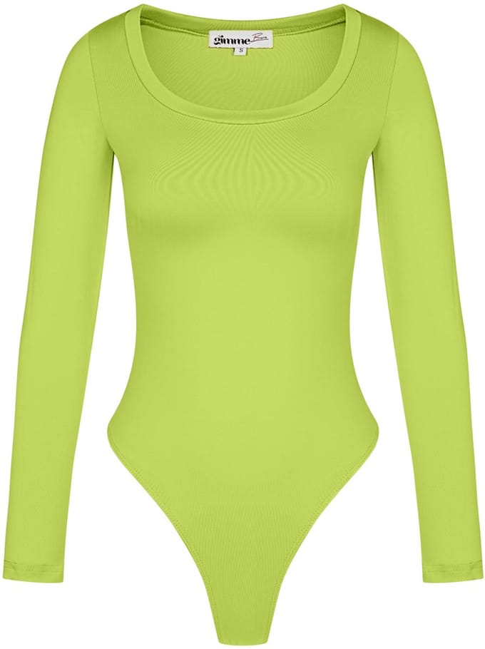 Comfortabele Polyester Vrouwen Lange Mouw Bodysuit met Hoge Stretch - Groen - Maat M