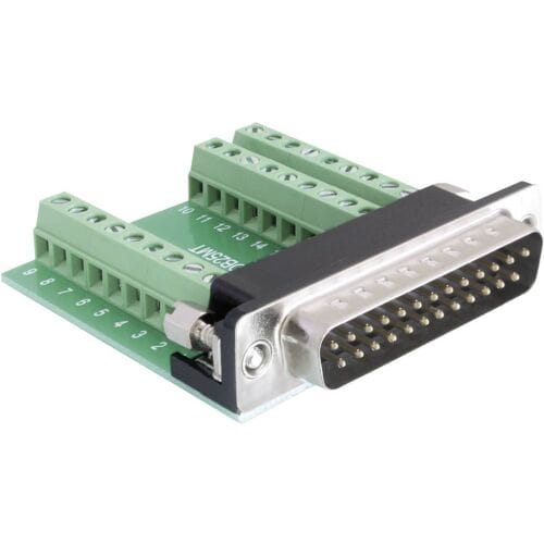 Delock Adapter 65318 D-sub male connector 180 ° Aantal polen: 25, 27 1 stuk(s)
