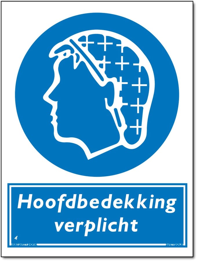 Hoofdbedekking verplicht bord - Forex - 30 x 40 cm