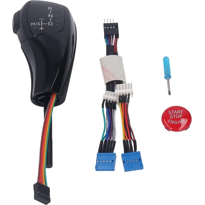 Kit de cache de bouton de démarrage moteur rouge de pommeau de levier de vitesse LED pour Série 6 E63 E64 Pré-facelift 2004-2006 Noir brillant black