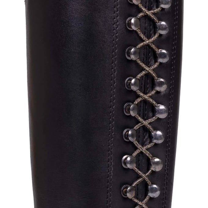 QHP Elastische Lange Glitter Veters Zwart/Goud - One size