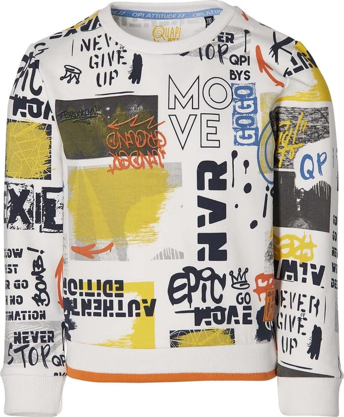 Quapi jongens sweater Fath White Grafitti - Maat 92