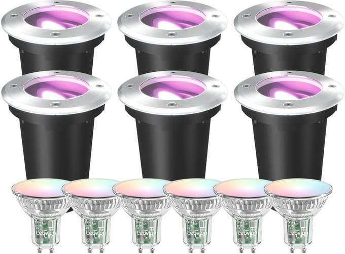 Ledvion LED Grondspot 6 stuks Vierkant GU10 3W 230V 6500K Koel wit IP67