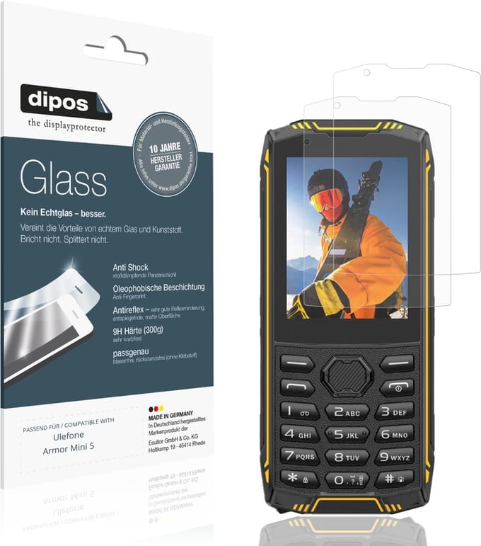 dipos – 2x Matte Pantserfolie geschikt voor Ulefone Armor Mini 5 | 9H Screenprotector