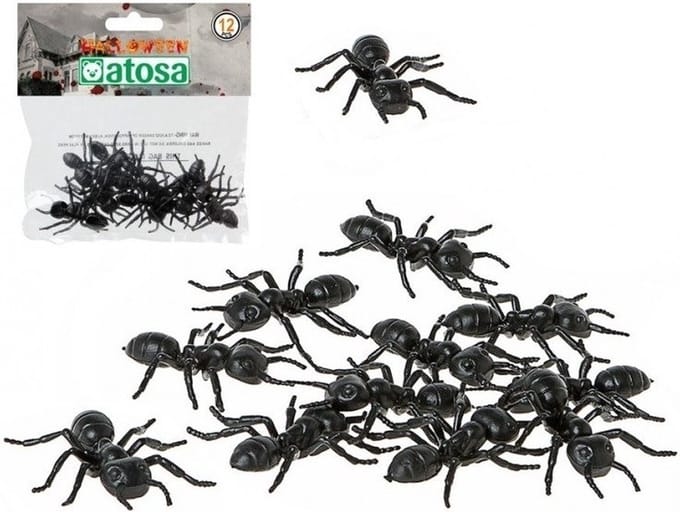 Horror decoratie mieren - 12x - plastic - 5 cm - Halloween tafel strooi mieren - dieren