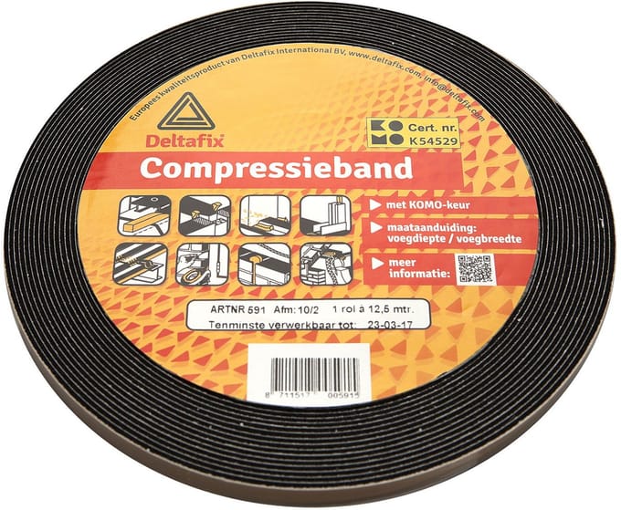 Deltafix compressieband zwart 12,5m x 10/2