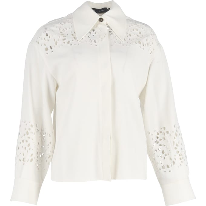 Proenza Schouler Broderie Anglaise crêpe overhemd in wit triacetaat