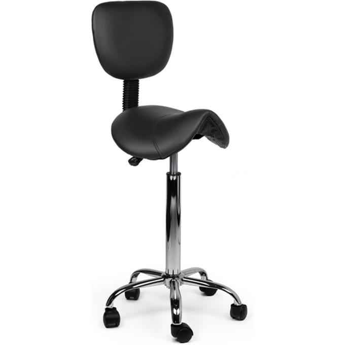 Zadelkruk Office rugleuning hoog harde wielen zw