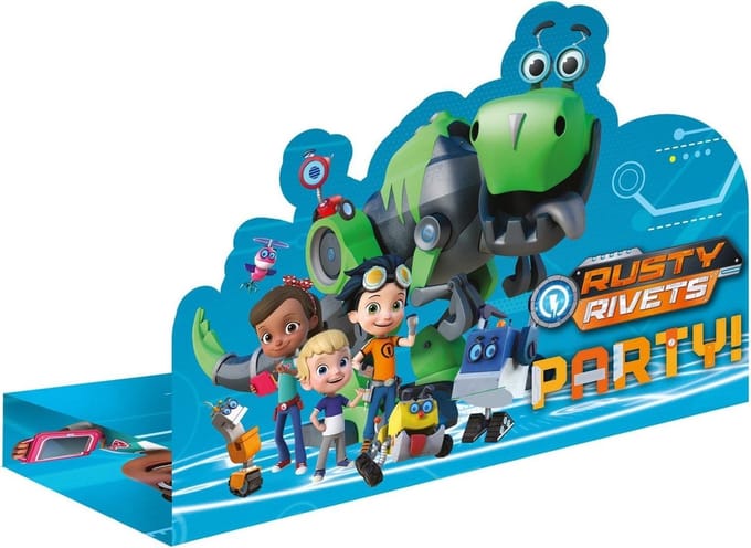 Nickelodeon Uitnodigingen Rusty Rivets 16 Cm 8 Stuks Blauw