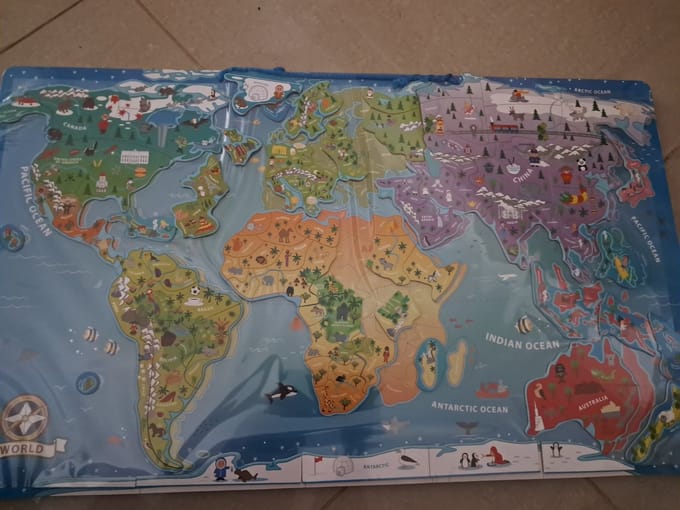 Playtive Houten Magnetische Wereldkaart puzzel - 75 x 45 cm
