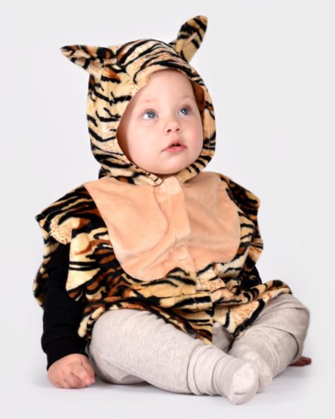 Den Goda Fen Verkleedkledij Tijger - Mini cape met capuchon - 86-110cm - 1-4 jaar - Multi