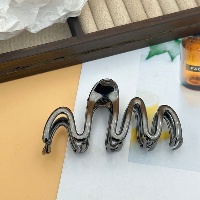 Golvende Geometrische Haarclips-zwart
