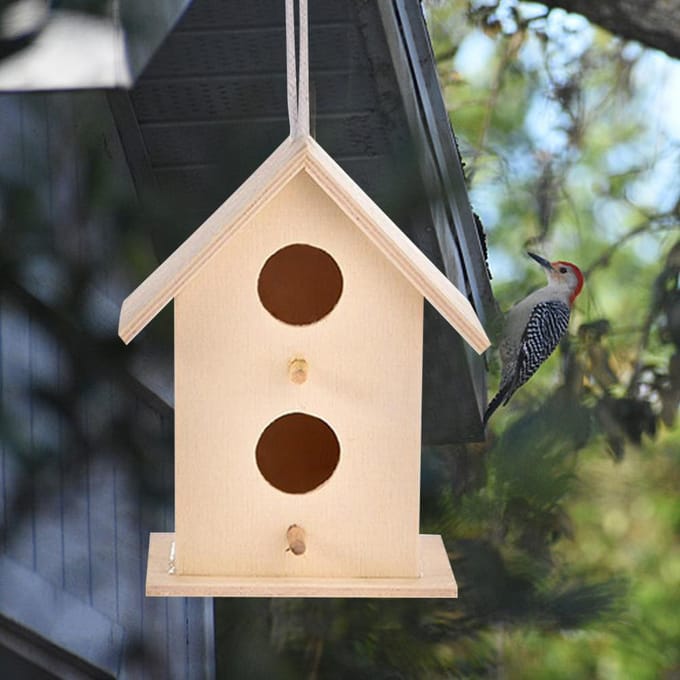 Houten Vogelhuis Hangend Nestkastje Vogelhuis voor Buitentuin Decoraties beige