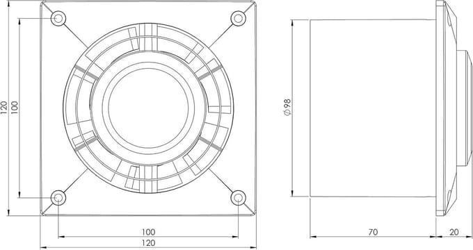 Badkamerventilator - Afzuigventilator - Lucht Afvoeren - Stille Motor - Ø 100mm - Antraciet
