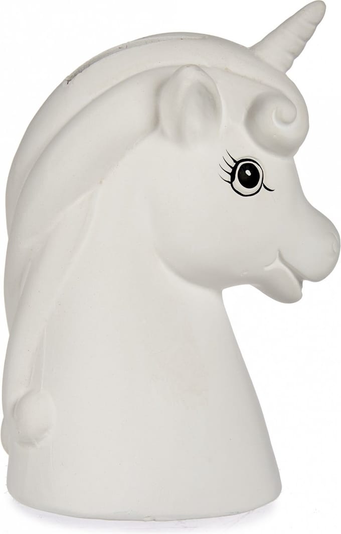 Pincello spaarpot eenhoorn hoofd keramiek 9 cm wit decoratie.