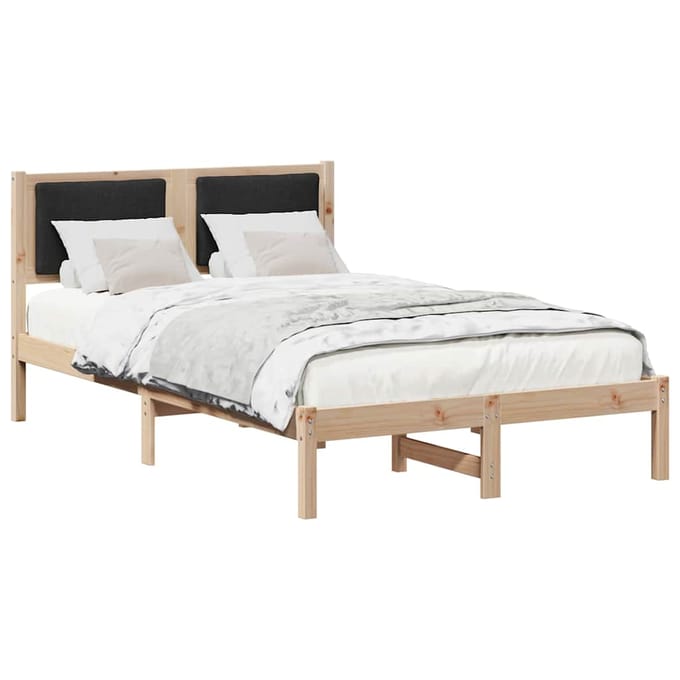 vidaXL - Bedframe - met - hoofdeinde - Zwart - 120 - x - 190 - cm - Massief - grenenhout