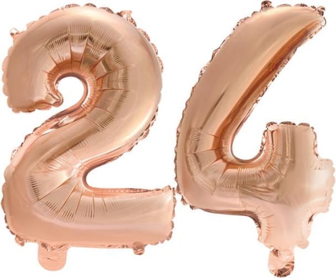 Folieballon nr. 24 Rosé Goud 41cm