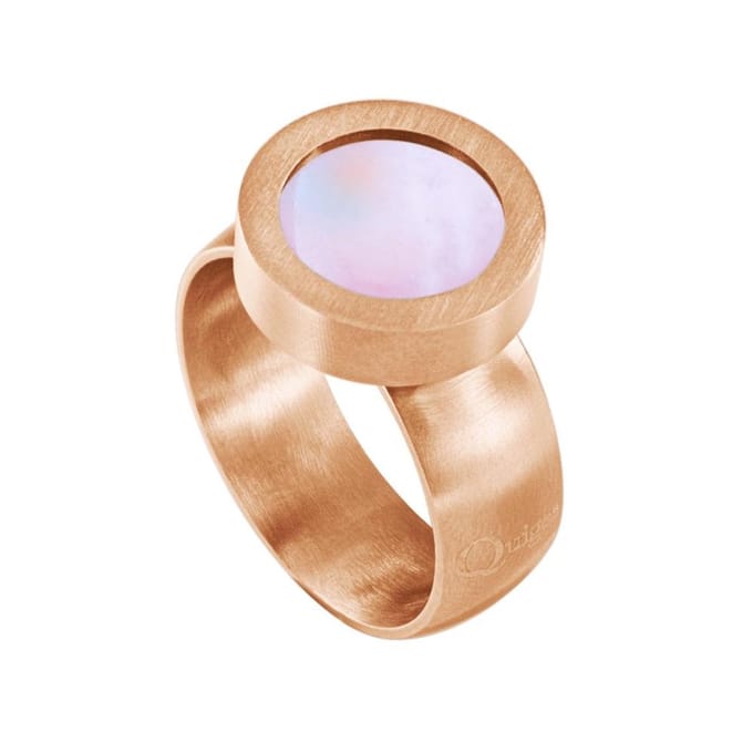 Quiges RVS Schroefsysteem Ring Rosékleurig Mat 17mm met Verwisselbare Roze Schelp 12mm Mini Munt