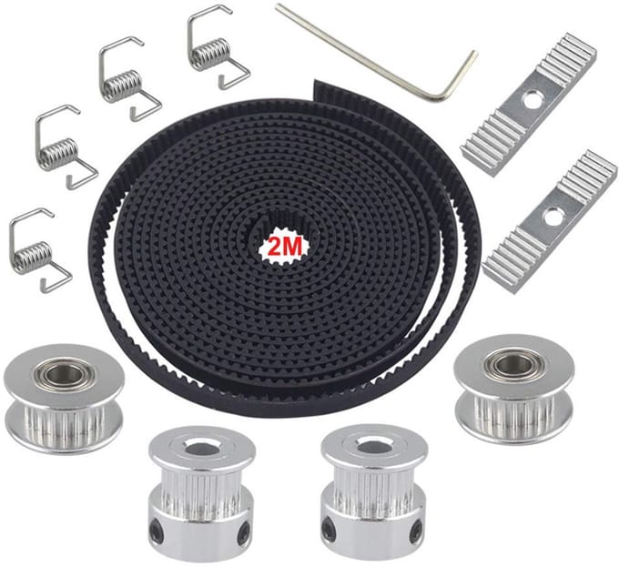 2 m GT2 Tandriem met Distributieriemschijf, Idler en Torsieveer - Complete Set