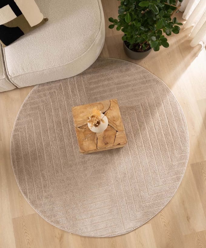 Scandinavisch vloerkleed rond - Contour Edge beige 100