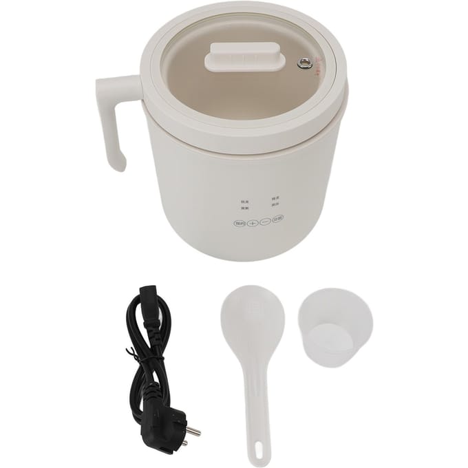 Mini Rijstkoker Roestvrij Staal Multifunctionele Elektrische Hot Pot Mini Soepkoker voor Studentenkamer Kantoor L white