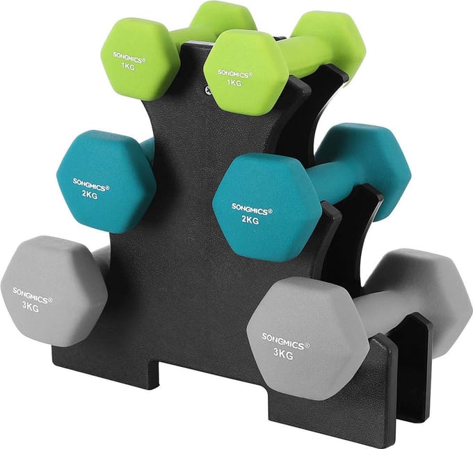 Dumbbell set rek - Dumbbell set - Gewichten - 2x1kg, 2x2kg, 2x3kg