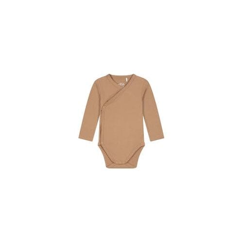 Prénatal basis romper met overslag Dark Sand Brown 44 unisex